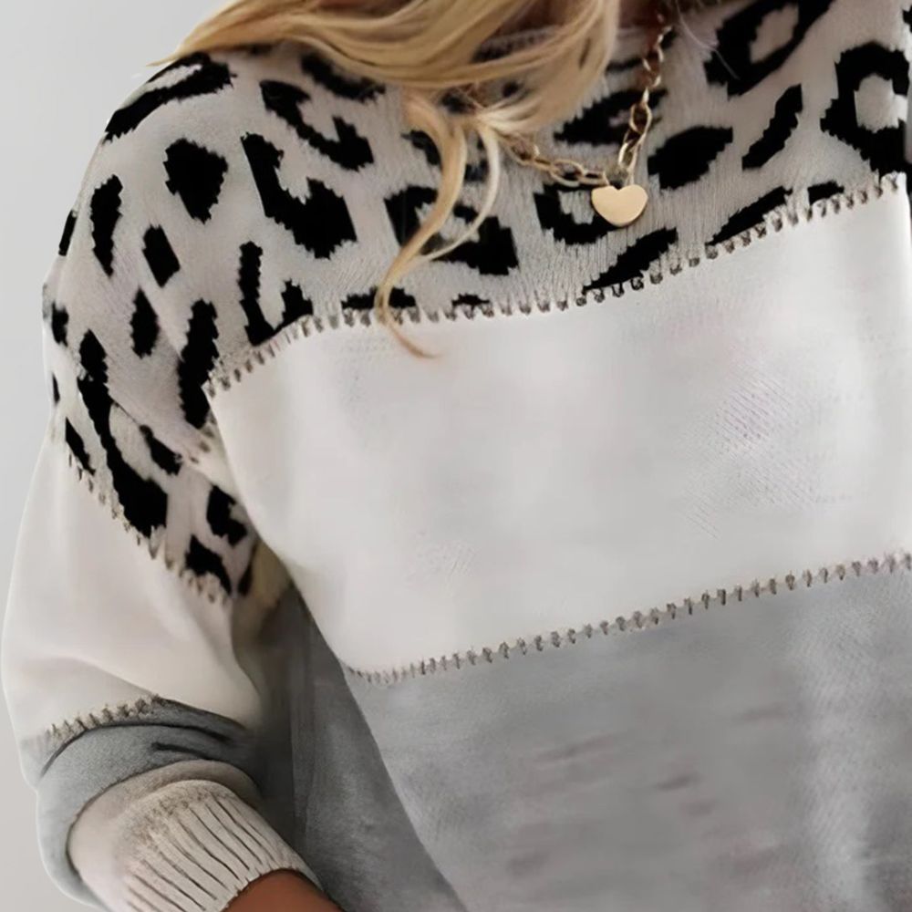 Diane | Maglione a Maglia con Accento Leopardato